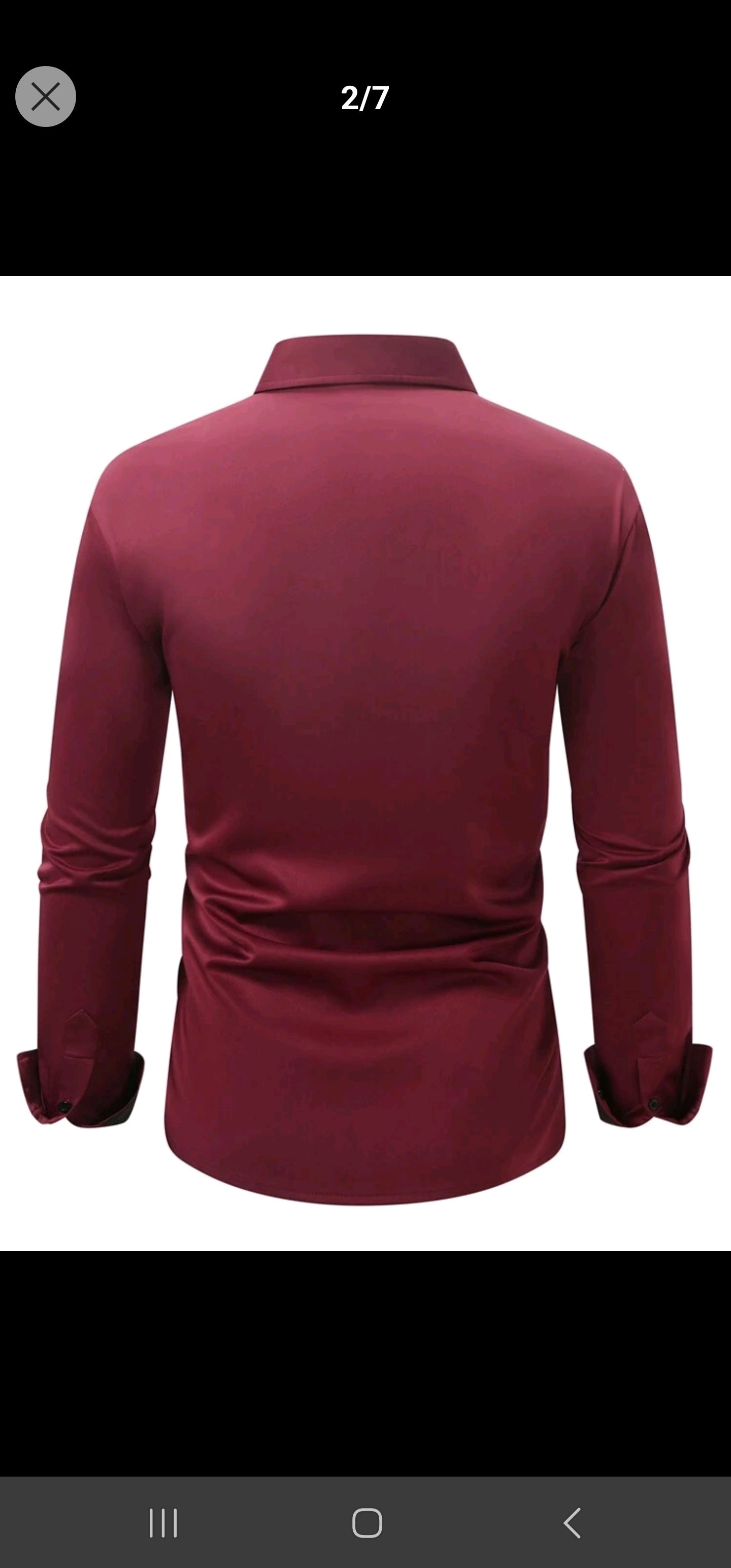 Manfinity Mode Men's Solid Color Long Sleeve Shirt, Slim Fit Button Up Plain Dark Red Work Business Shirt For Husband.